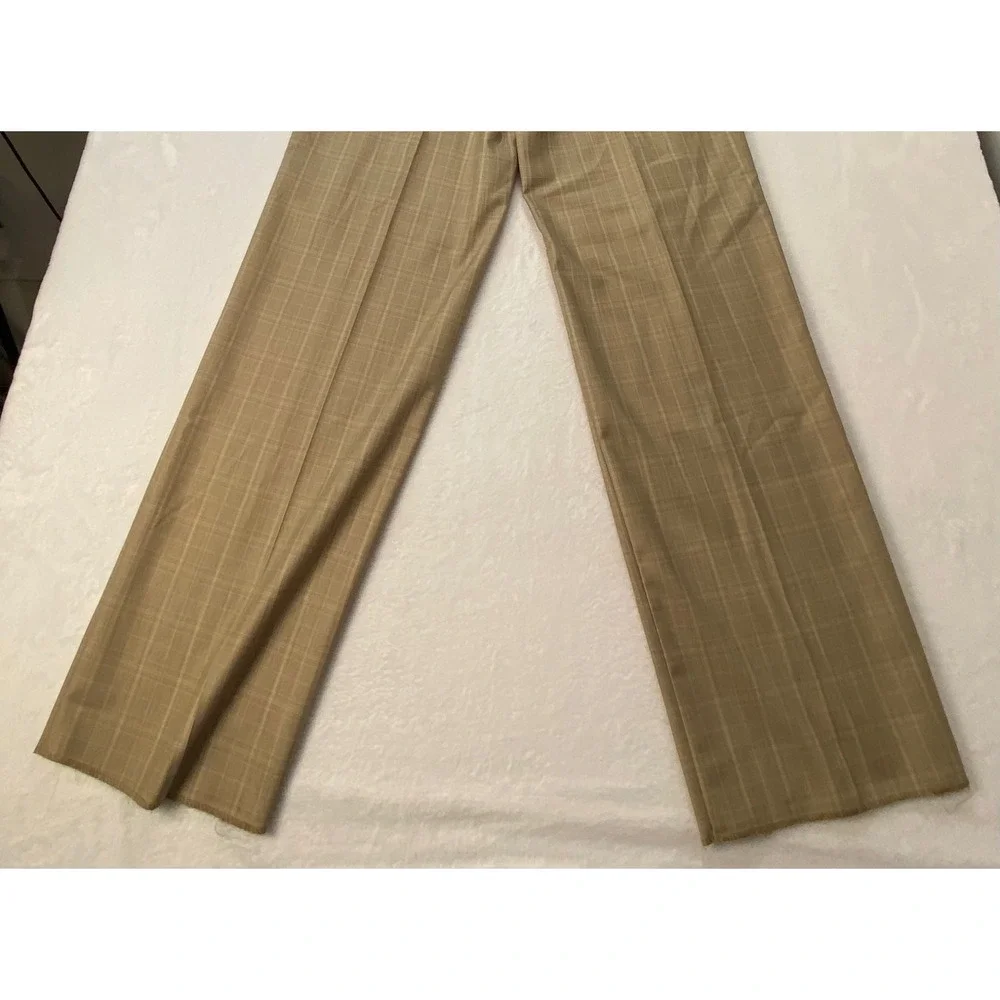 Giorgio Fiorelli Mens Tan Plaid Pleated Wide Leg Dress Pants 62016 Size 34 NWT‎
